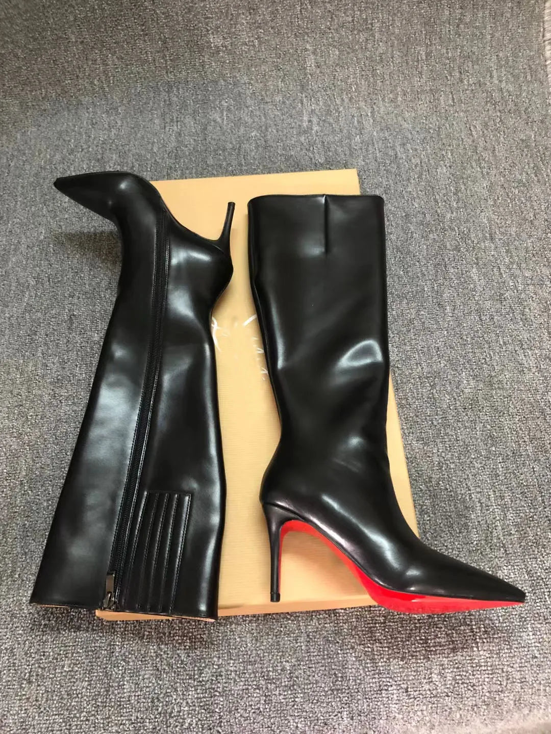 Jhenni Luxury Red Sole Pointed Toe Boots