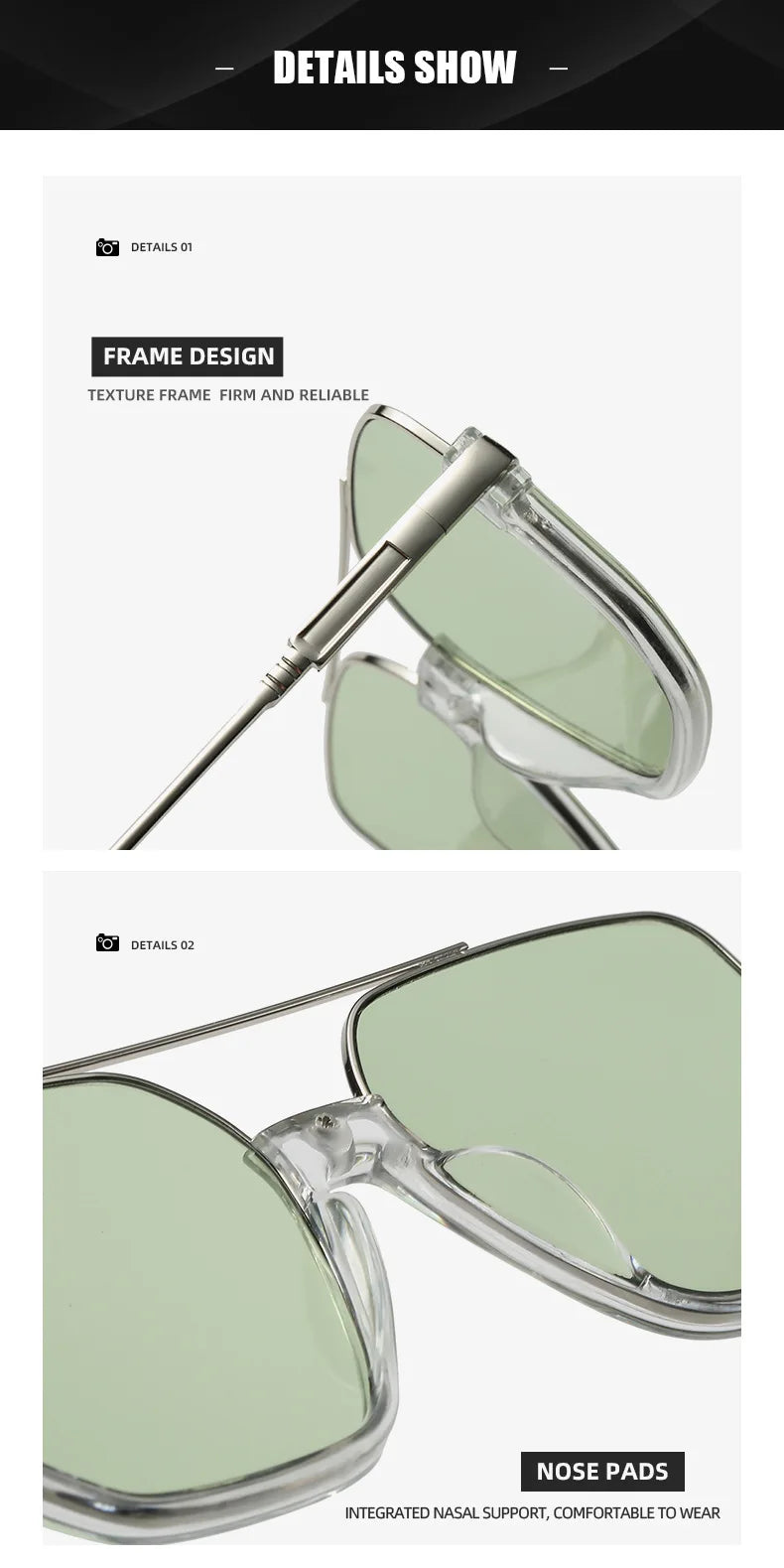 Oversized Square Design Uv400 Sunglasses