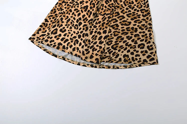 Leopard Print Ruched Patchwork Full Sleeve Midnight Stretch Dresses