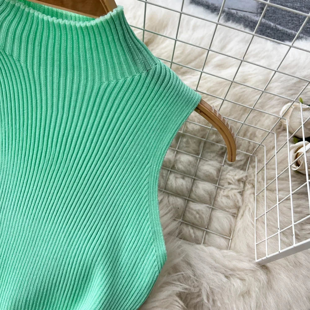 Sleeveless Slim Knitted Mini Bodycon Dresses