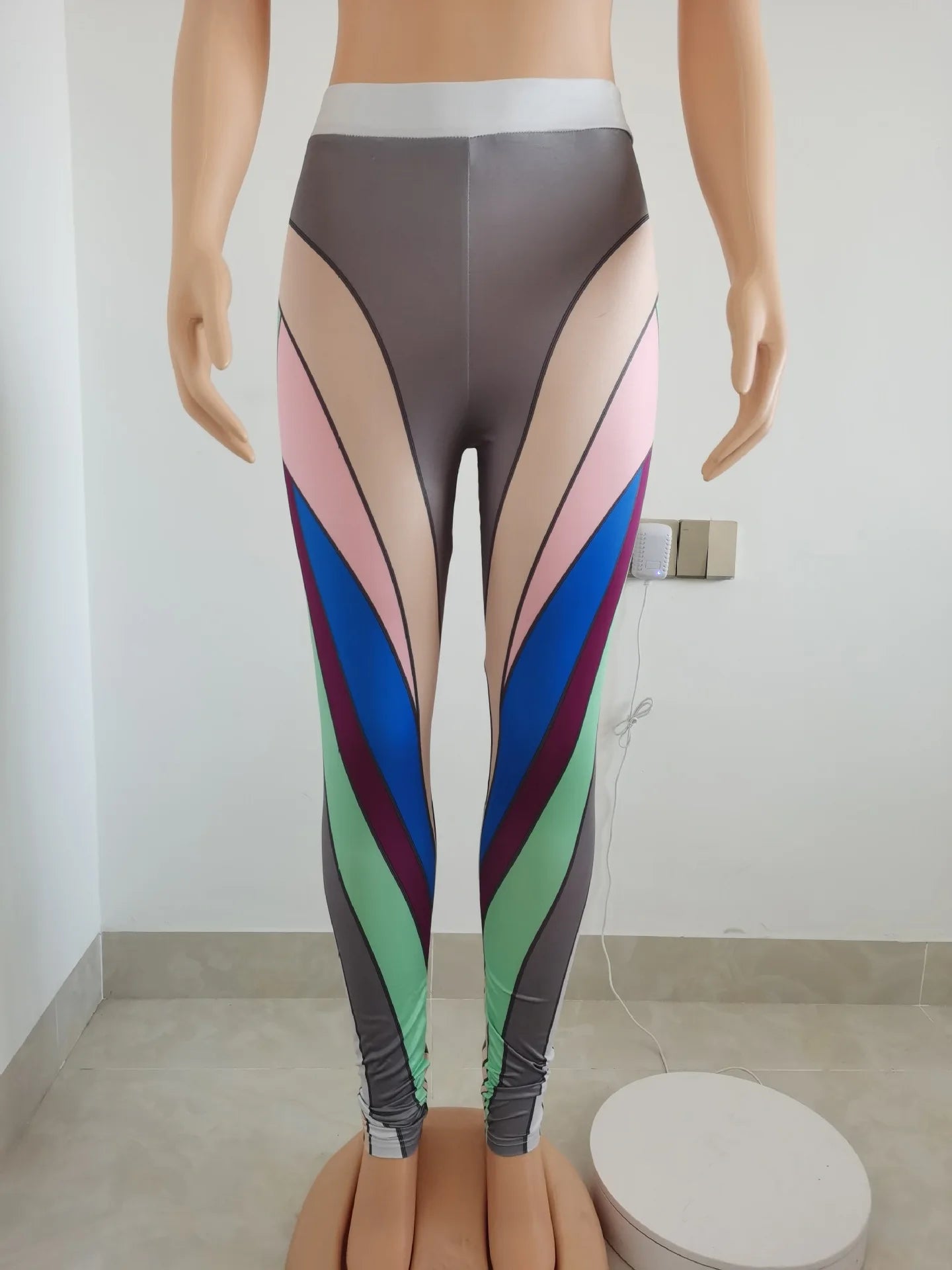 Cordivia Colorful Striped Stretch Leggings (Bodyshaping)