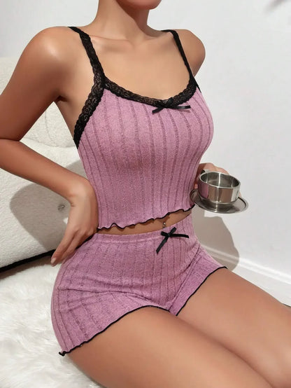 Homewear Crop Tops + Shorts Pajama Loungewear