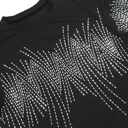 🔥Hot Rhinestones O-neck Tshirt + Short Sets