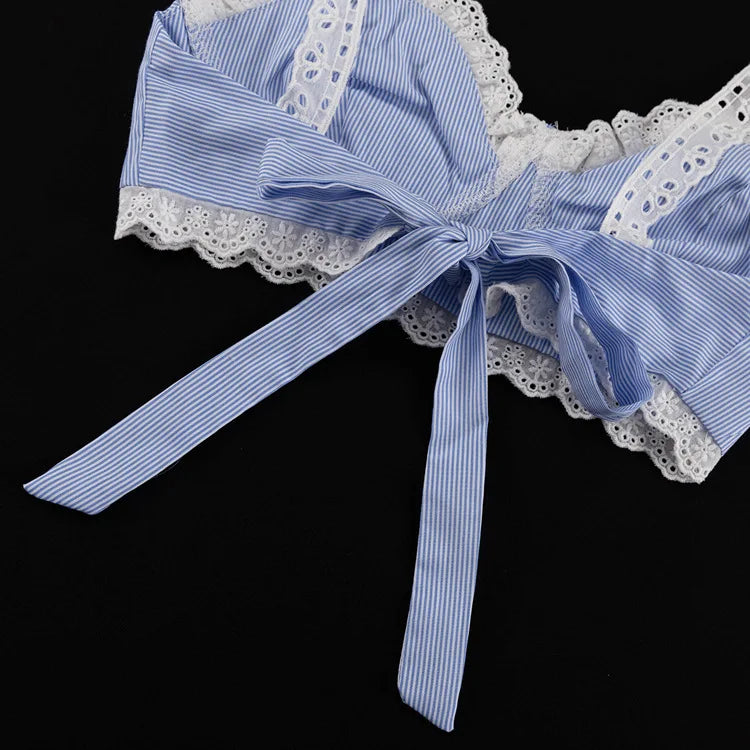 Lace Trim Crop Top + High Waist Flare Skirt Set