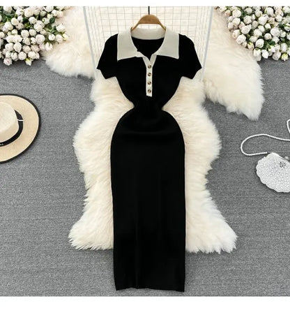 High Waist A-Line Silhouette Single Button Maxi Dresses
