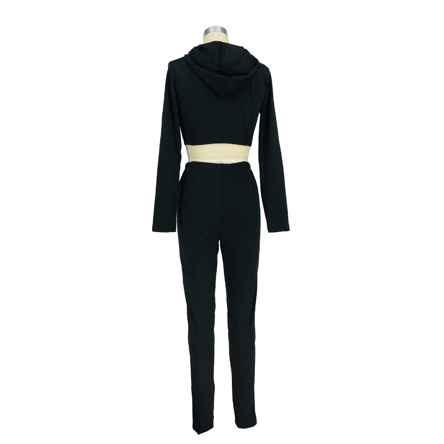 Striped Bandage Full Sleeve O-neck + Pant Sport Sets