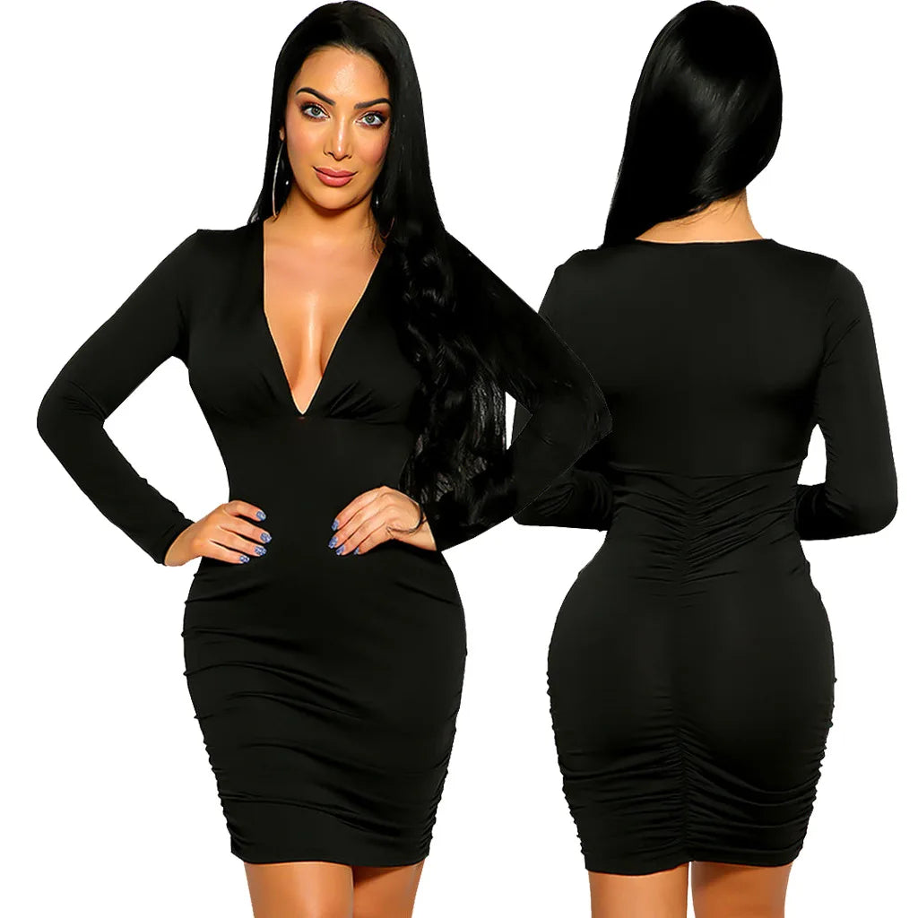 Deep V-neck Women Dresses