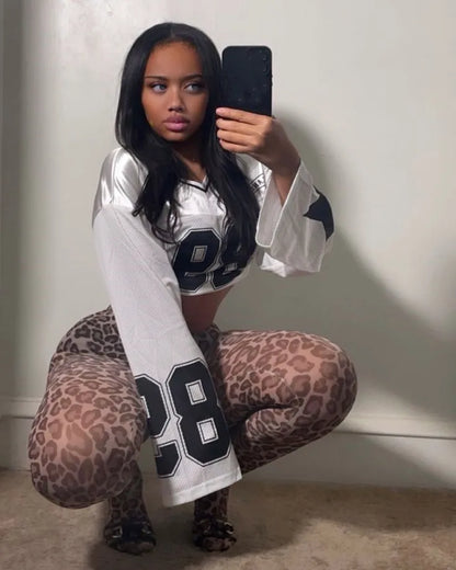 Women Leggings Camouflage Leopard Print High Waisted Hip Yoga Pants (Vintage Streetwear)