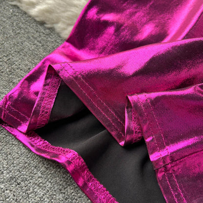 Shiny Satin Backless Maxi Dresses