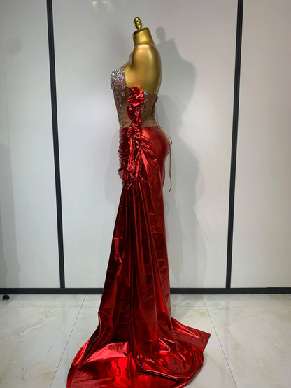 Sparkly Diamonds See Through Mini Dress + Gloves