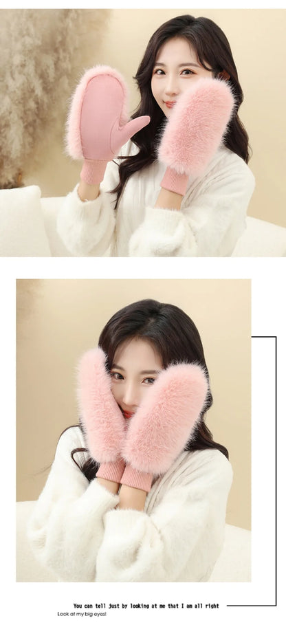 Windproof Gloves Soft Full Fingers Winter Warm Mittens For Cold Weather