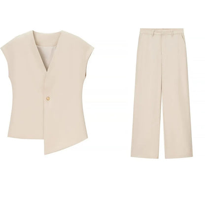 Single Button Blazer + Wide Leg Pant Sets