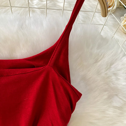 Spaghetti Strap Pleated Temperament Mini Dresses