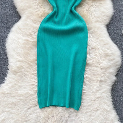 O Neck Short Sleeve Elastic Slim Sheath Dresses