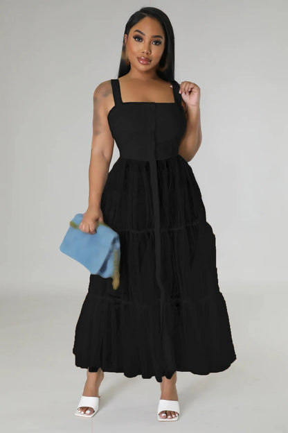 Camisole Spaghetti Strap Sheer Elegant Maxi Dresses
