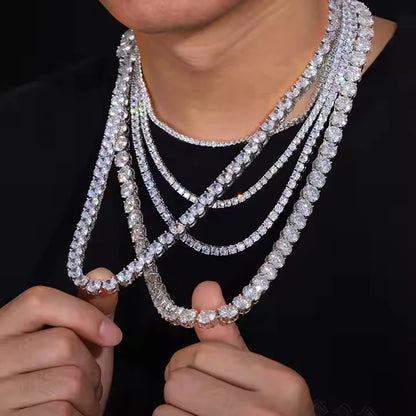 3/4/5mm 6"-24" Bling Iced Out Round Zircon Tennis Chain Chokers Necklaces 1 Row CZ Stone Link Chain Jewelry