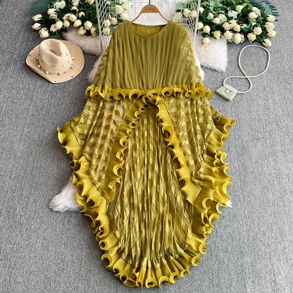 American Style V-neck Irregular Hem Design Dresses 22D1845