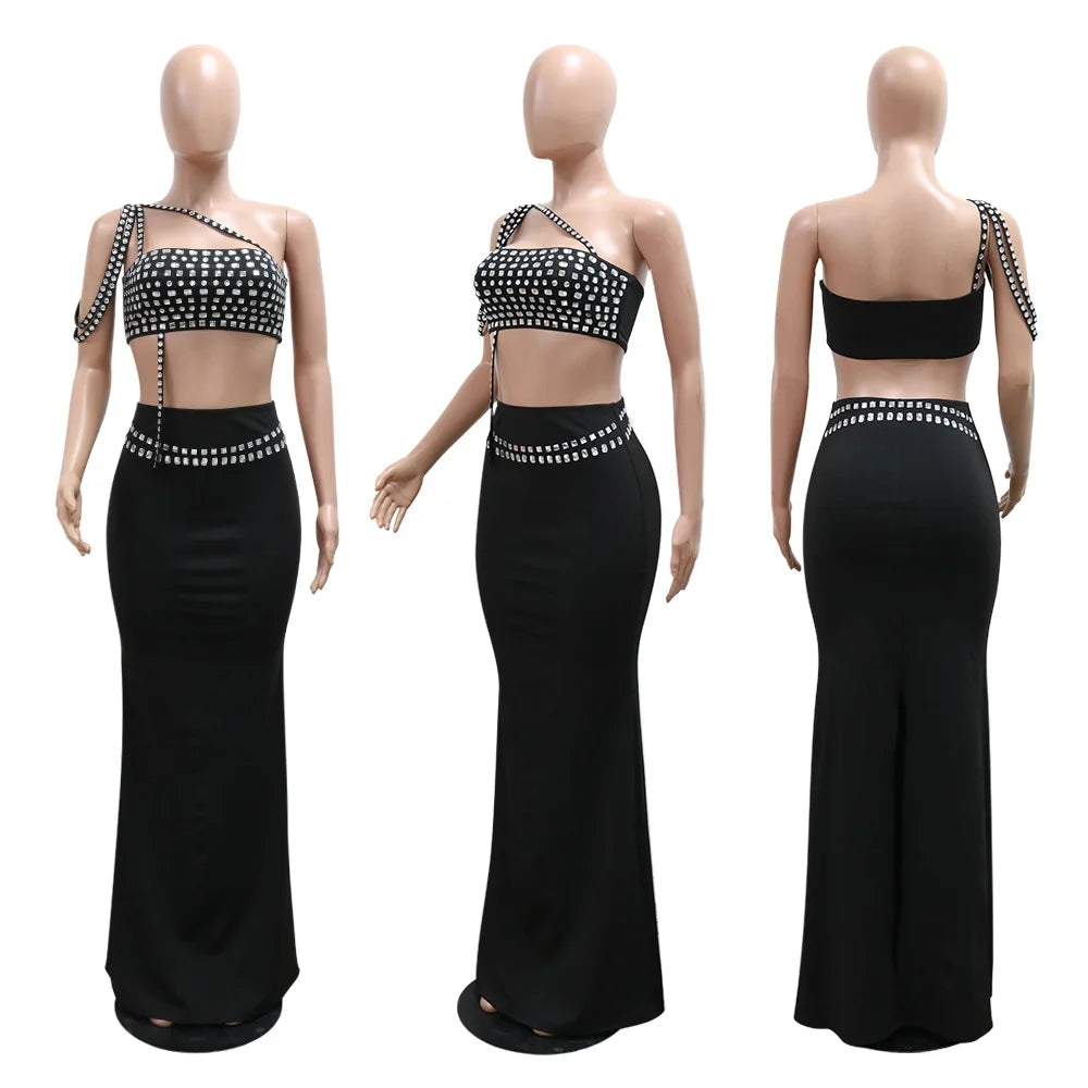 Dasani Rhinestone Top and Long Skirts Sets