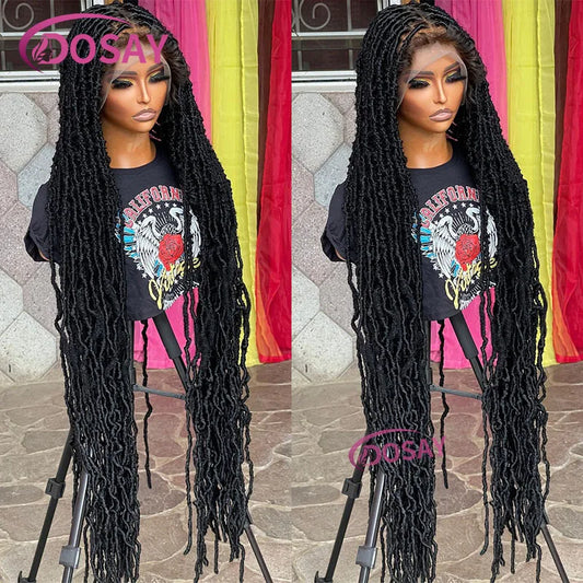 Joan Super Long Synthetic Full Lace Front Wigs for Women Butterfly Senegalese Twist Braided Wigs Braid Lace Wig with Plaits 40Inch