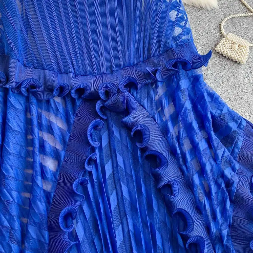 American Style V-neck Irregular Hem Design Dresses 22D1845