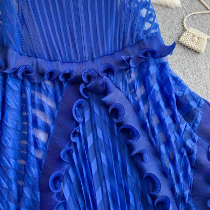 American Style V-neck Irregular Hem Design Dresses 22D1845