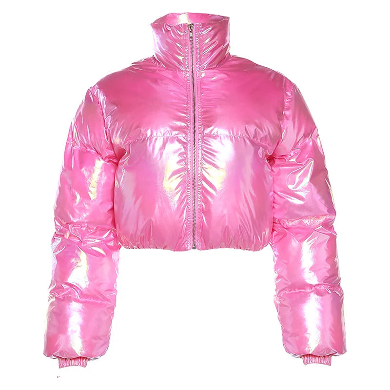 Shiny Pink Puffer Jackets