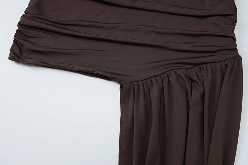 Elegant Turtleneck Sleeveless High Waist Pleated Dresses