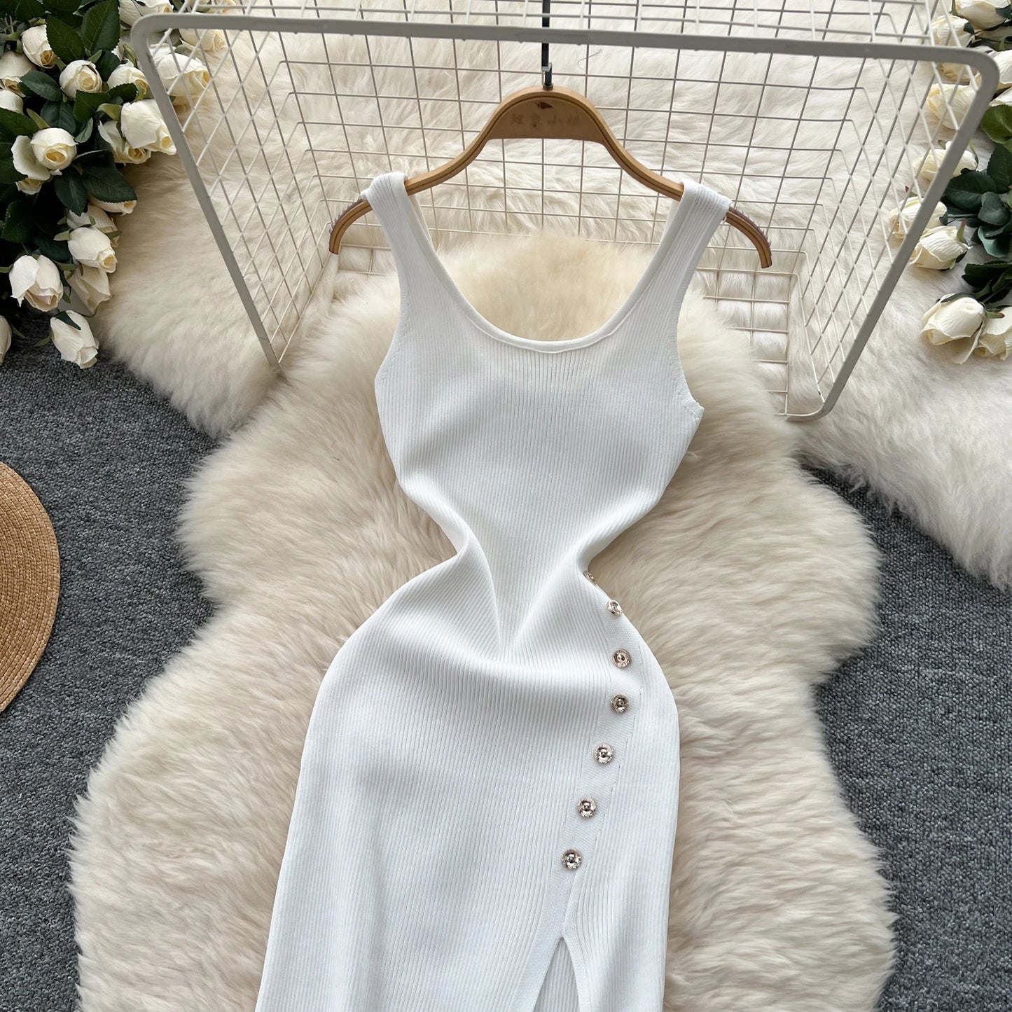 New Elastic Knitted Maxi Dresses