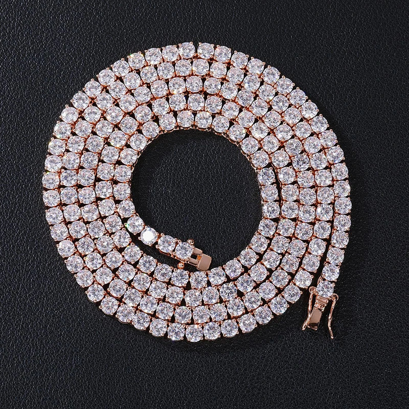 3/4/5mm 6"-24" Bling Iced Out Round Zircon Tennis Chain Chokers Necklaces 1 Row CZ Stone Link Chain Jewelry