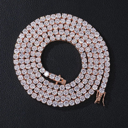 3/4/5mm 6"-24" Bling Iced Out Round Zircon Tennis Chain Chokers Necklaces 1 Row CZ Stone Link Chain Jewelry