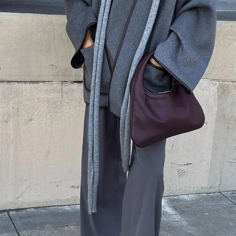 Vintage Grey Women's Coat with Belt