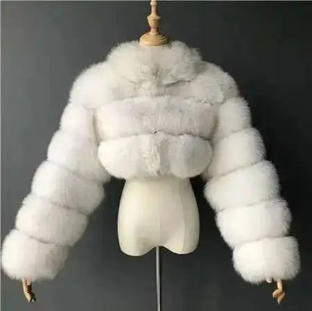Luxury Fashion Women's Faux Fur Coat (zipper)
