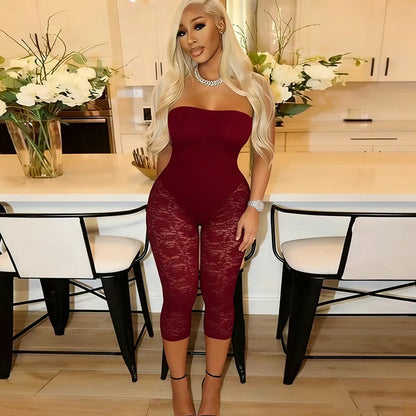 Lace See Through Bodycon Jumpsuits for Woman