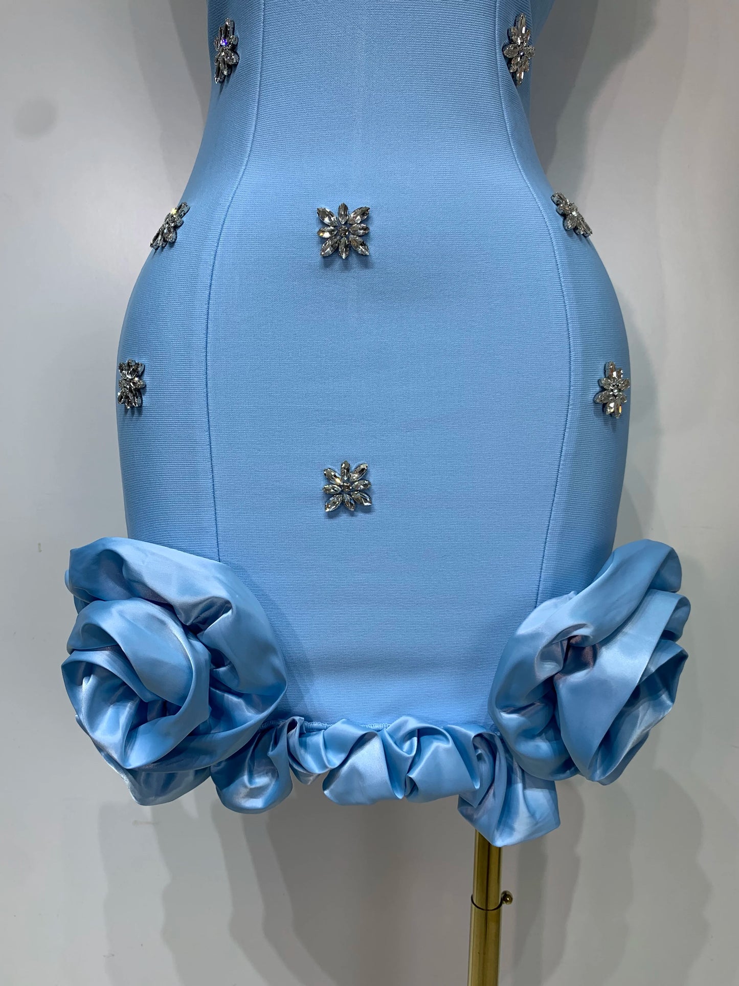 Crystal Sleeveless Square Collar Bodycon Mini Bandage Dresses