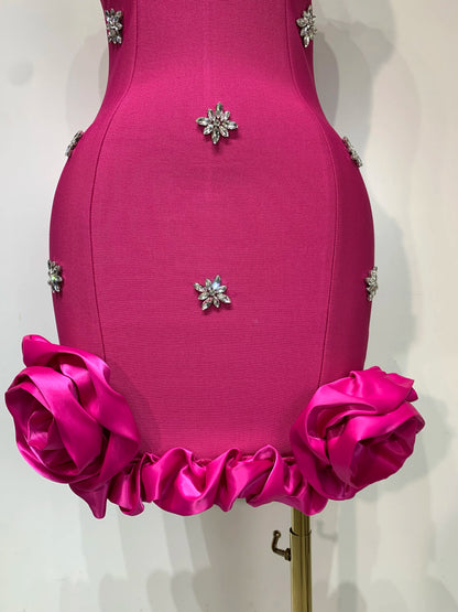 Crystal Sleeveless Square Collar Bodycon Mini Bandage Dresses