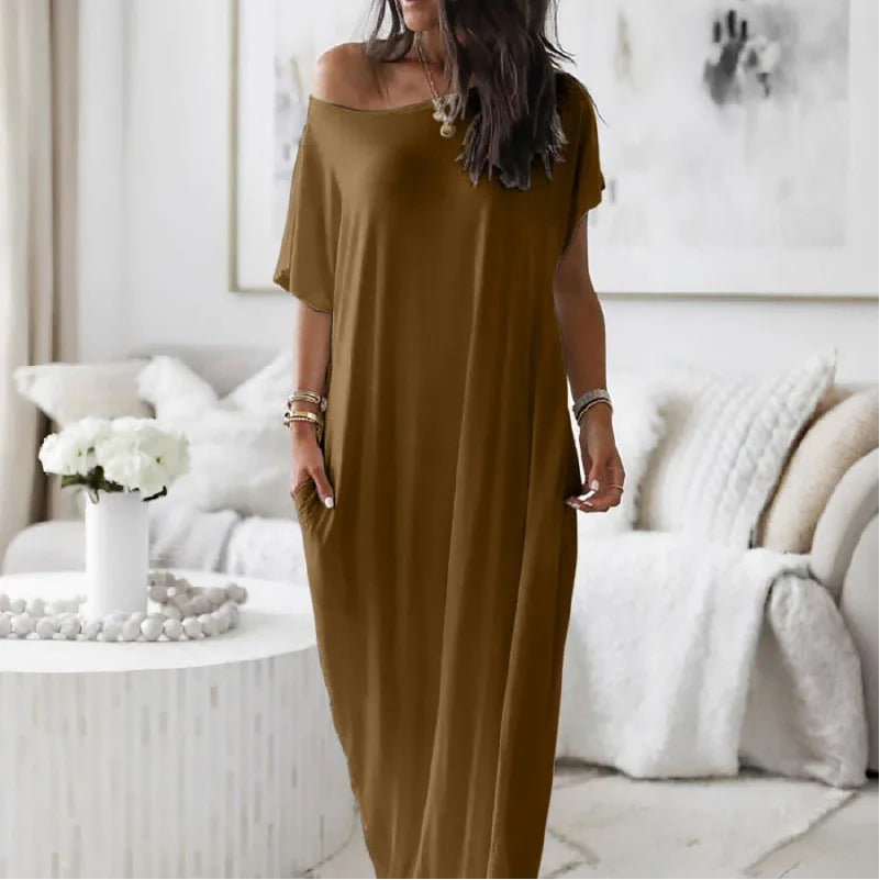 Beach Outfits Pockets Casual Vintage Maxi Dresses