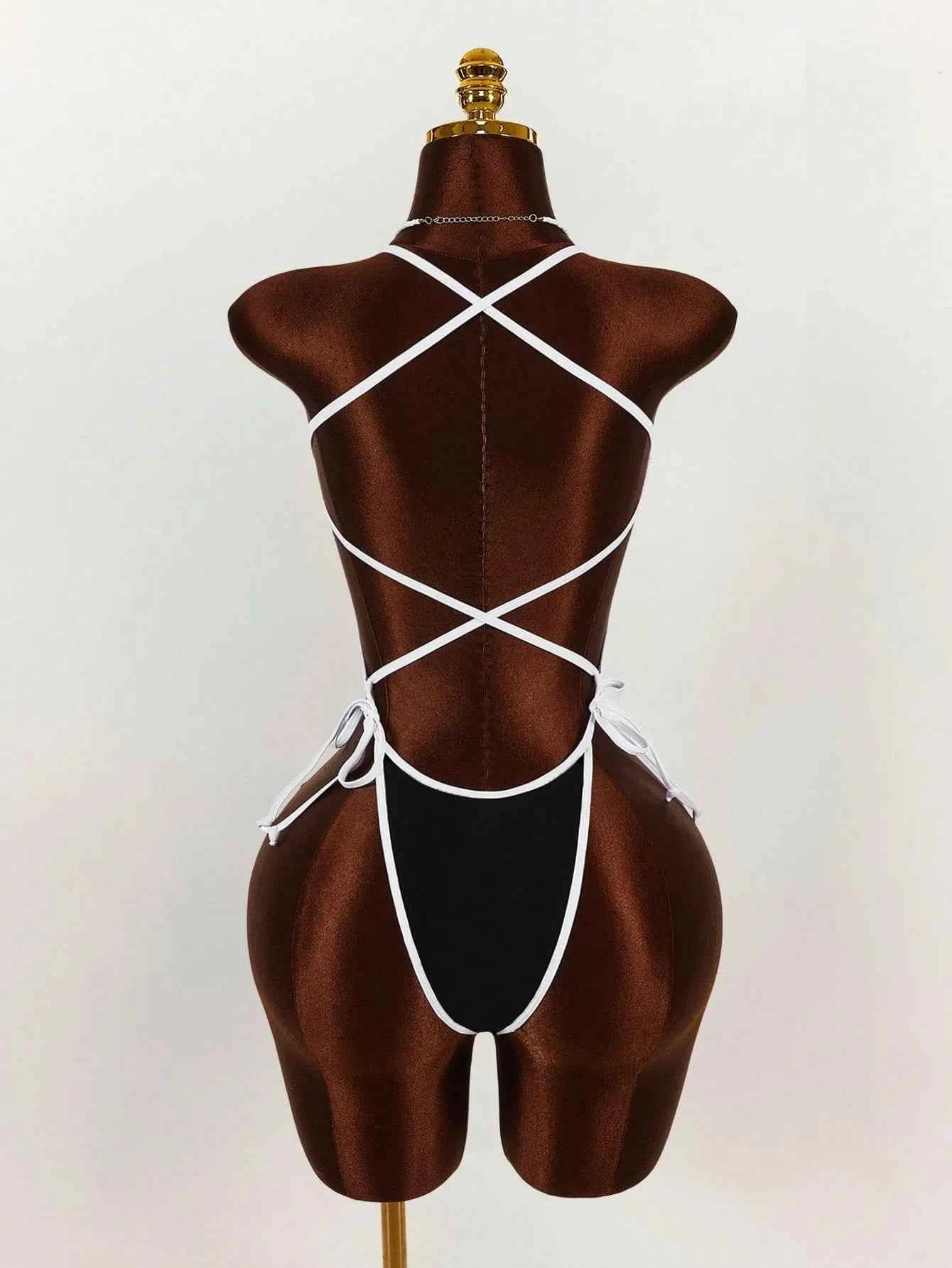 Black & White Contrast Sleeveless Bodysuit( for him)