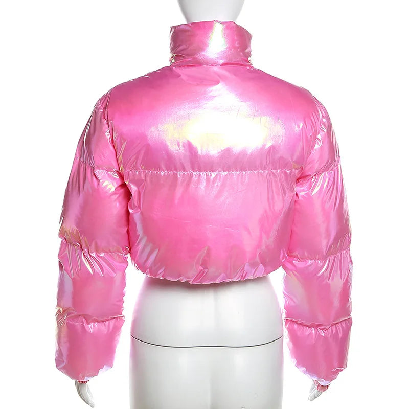 Shiny Pink Puffer Jackets