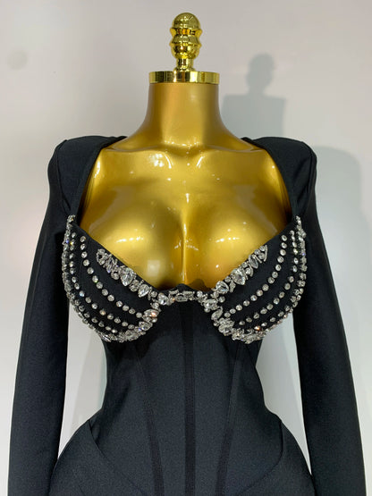 Luxury Sparkly Beading Bodycon Celebrity Dresses