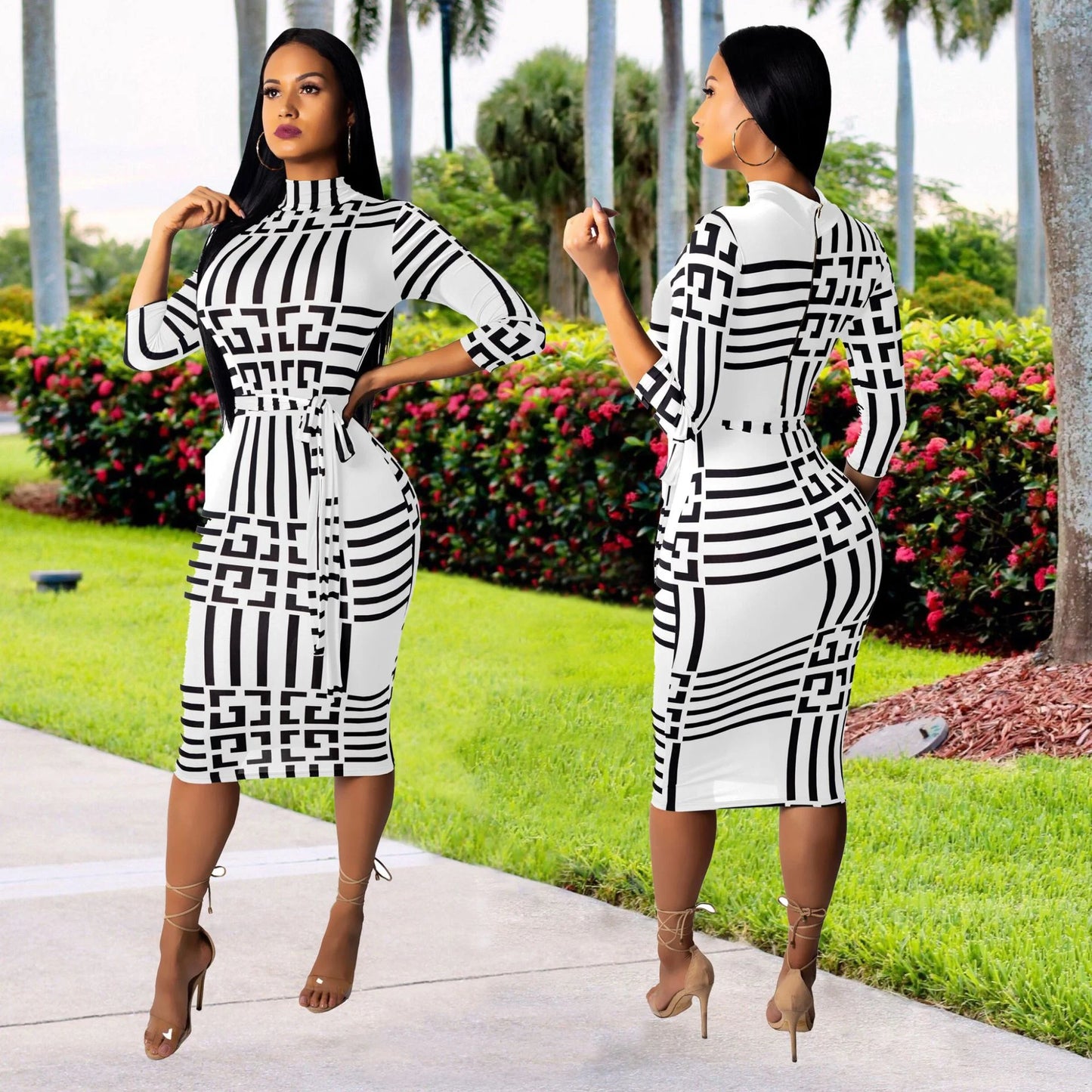 Midi Bandage Dresses Letter Print Midi Dress