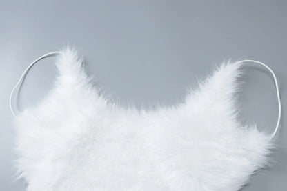 Furry Mini White Dress Hipster Spaghetti Strap Low Cut Backless Body-Shaping Vestidos Birthday Party Clubwear