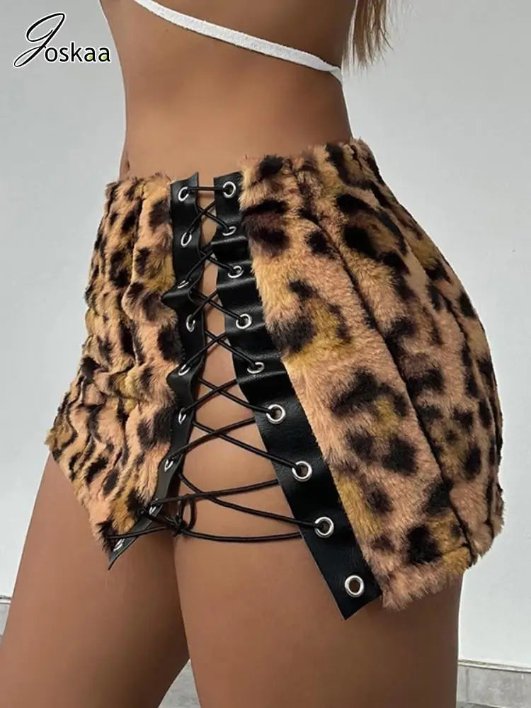 Fluff Leopard Print Mini Skirt