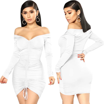 Big V-neck slightly wrinkled chest wrap dresses