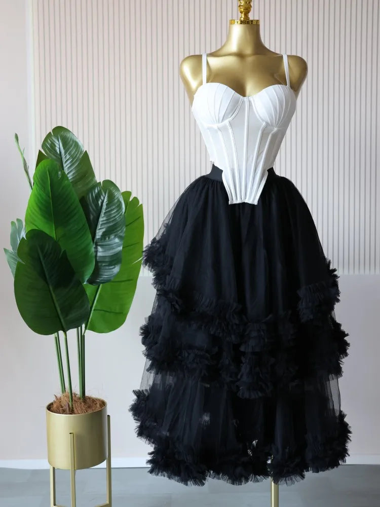 Spaghetti Strap Top and Pleated Skirt Dresses