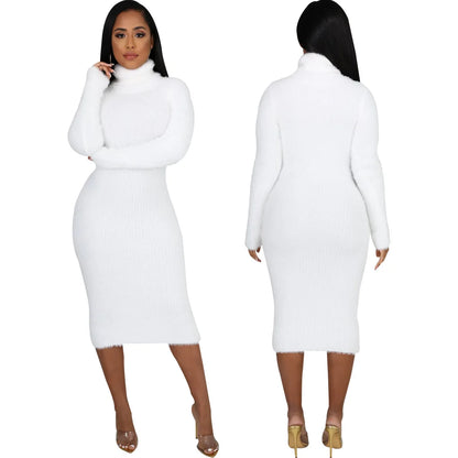 Solid color crew neck sweater dress JX5389