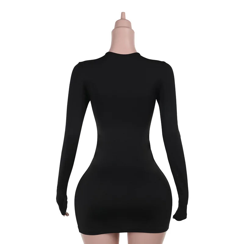 Azalea Hipster Full Sleeve Coquette Midnight Stretch Skinny Mini Bodycon Dress