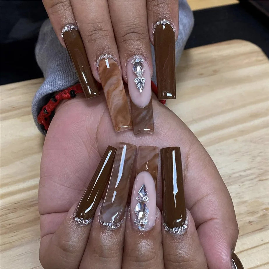 24Pcs Pink Butterfly Design False Nails Extra Long Coffin Fake Nails Wearable French Ballet Press on Nails Full Cover Nail Tips