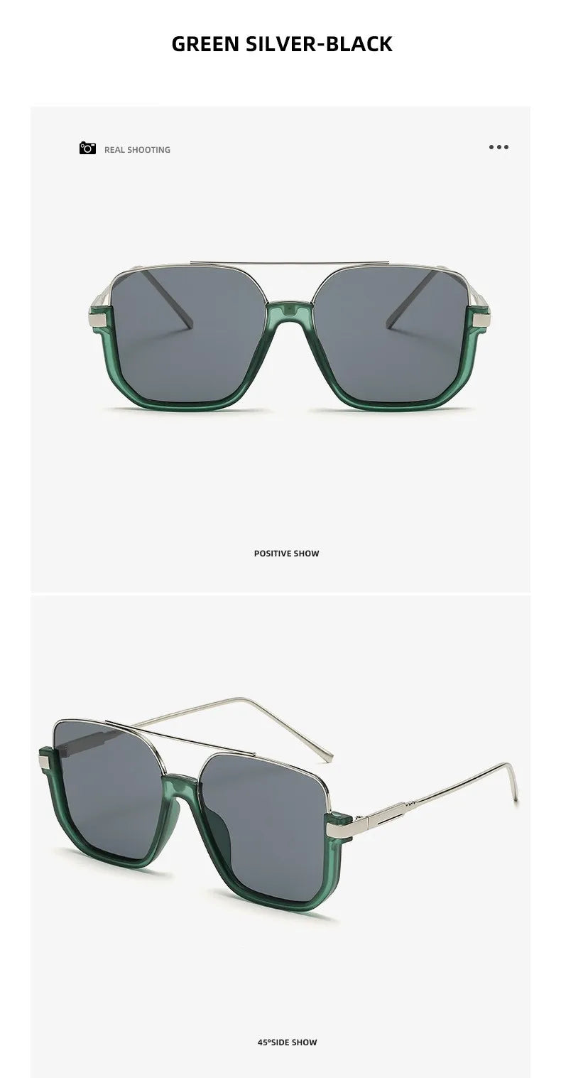 Oversized Square Design Uv400 Sunglasses