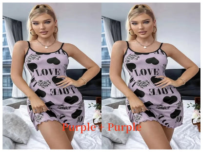 Spaghetti Strap Beautiful Love Print Nightgown