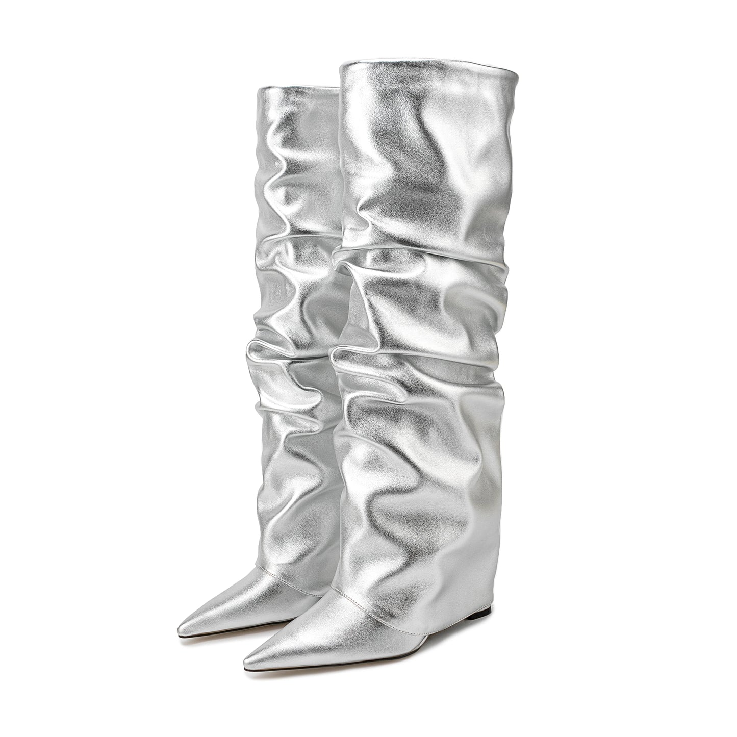 Katia Metallic Slip-on High Heel Boots 45